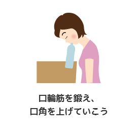 口輪筋を鍛え、口角を上げていこう